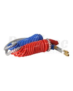 Freightliner Coiled Air Hose 15 Feet, 40 Inch Leads, Red and Blue Pair | 6001540CBR